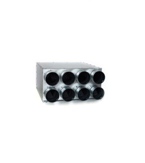 Kolektorinė oro paskirstymo dėžė su akustine izoliacija. Pajungimai: 8 x 75 mm, d160.